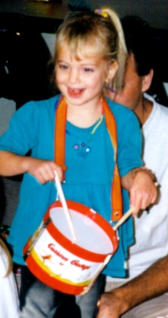 Amber age 3 with drums