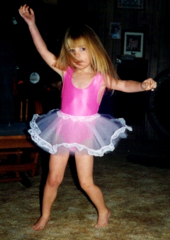 Karissa age 3 dancing in her ballerina outfit